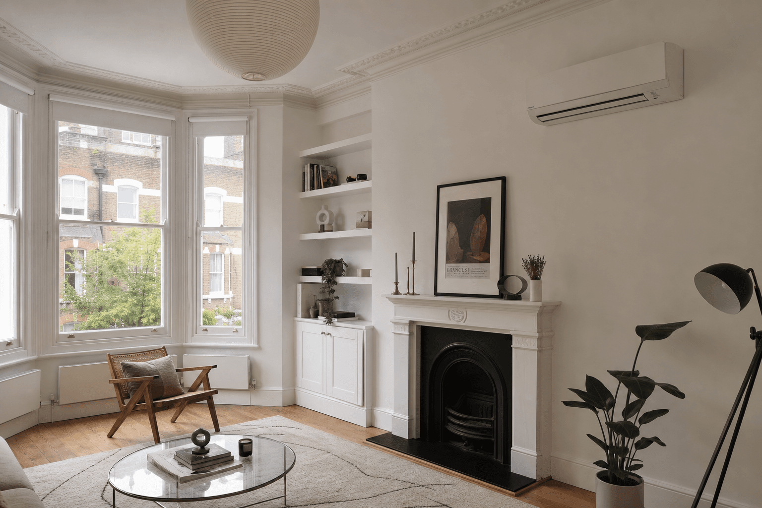 Split-system AC in a London Victorian conversion flat